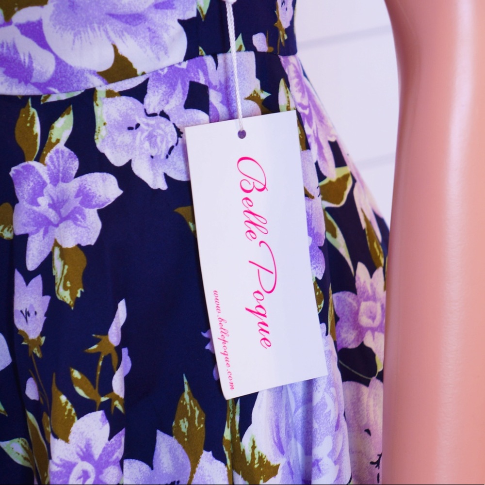 NEW Lavender Purple & White Vintage Dress - Picture 4 of 7